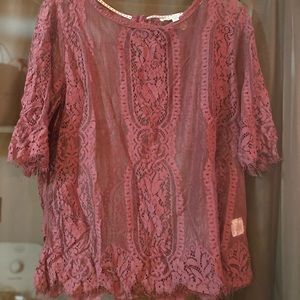 Maroon lace blouse